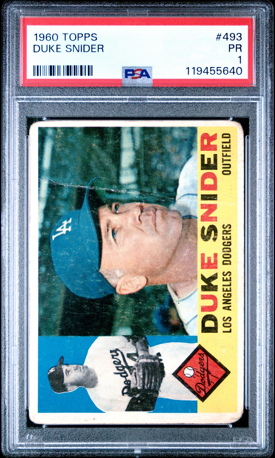 1960 TOPPS #493 DUKE SNIDER PSA 1
