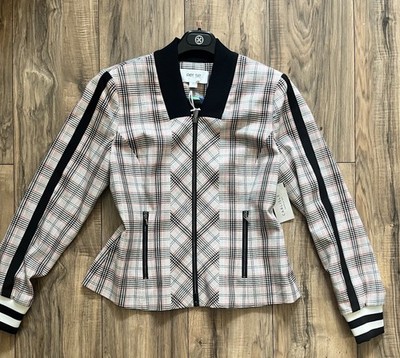 $625 PER SE by CARLISLE GRAND PRIX Two Way Zip Checkered Luxury Bomber Jacket 6