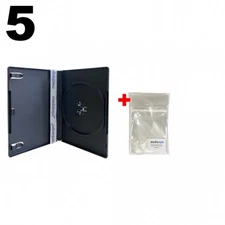5 STANDARD Black Single DVD Cases 14MM (Machinable Quality) & 100 OPP Bags