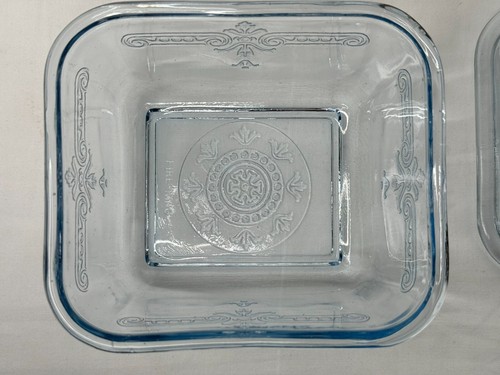 Fire King Vintage Glass Refrigerator Dish With Lid Clear/Blue Philbe 5" MCM (2) - Picture 9 of 11