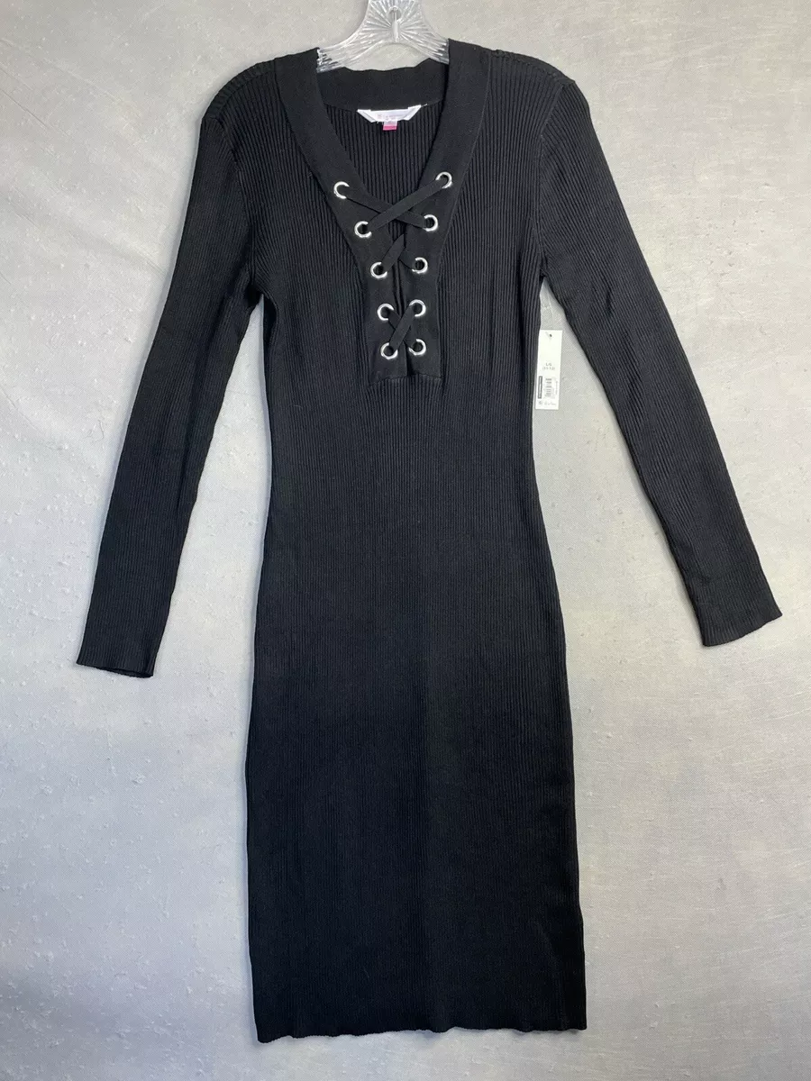 No Boundaries Juniors Dress Size Lg 11-13 Black Grommet Lace Up