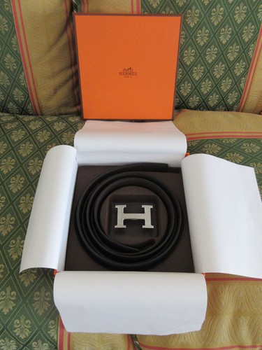 Nuevo Cinturón Cintura Cinturón Hermes 95cm 32mm Marrón Oscuro Azul Talla 48EU 34 EE. UU.