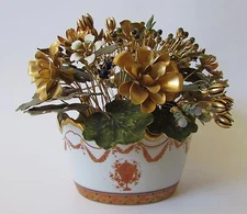 Vintage Mottahedeh Vista Allegre Portugal Metal Flowers Lowestoft Reproduction