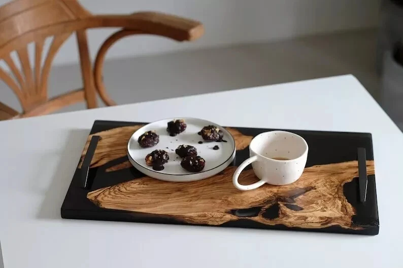 Handmade Epoxy Wood Resin Serving Tray – 10" x 18" – Luxury Home & Kitchen Decor - Image 3 of 4