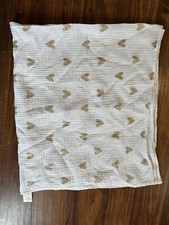 Cloud Island Muslin Lovey Baby Security Blanket White Metallic Gold Heart Swaddl