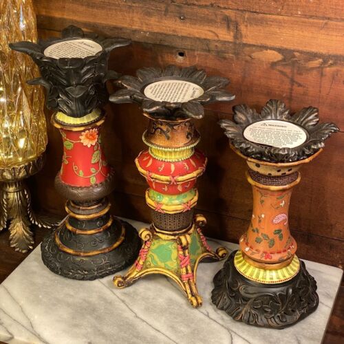 Vintage Pillar Candle Holders Ornate ~ Set of 3