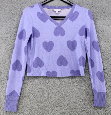 Colsie Pajama Top Women's Size S Purple Cropped Long Sleeve w/ Thumb Hole Sleep