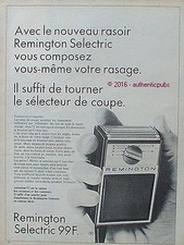REKLAME REMINGTON ELEKTRISCHER RASIERER VON 1966 FRANZÖSISCH AD PUB VINTAGE