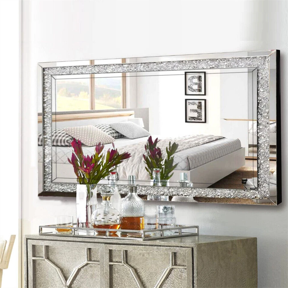 ARTLOGE Crystal Crush Diamond Wall Mirror Large Silver Full Length Mirrors Decor - Image 3 of 4