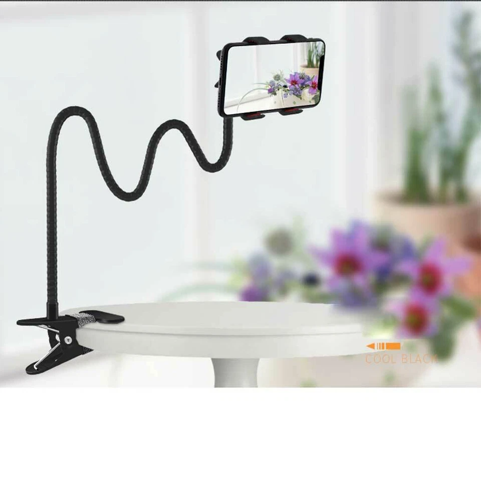 2 Flexible 360 Clip Mobile Cell Phone Holder Lazy Bed desk Bracket Mount Stands - Image 3 of 4