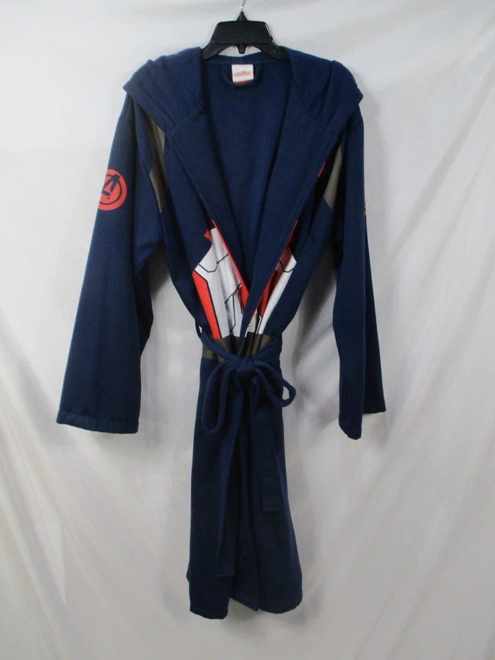 Bata Capitán América Para Hombre 34-42 Azul Con Capucha Felpa Talla Única Cinturón Poliéster Rojo Foto 2 de 4