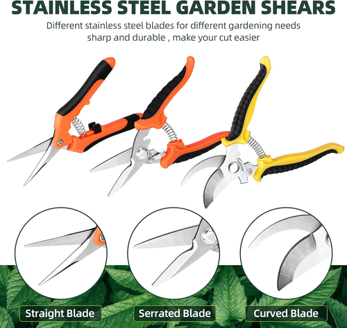 3-Pack Stainless Steel Pruning Shears, Pruning Snips and Clippers for Gardening - Picture 2 of 12