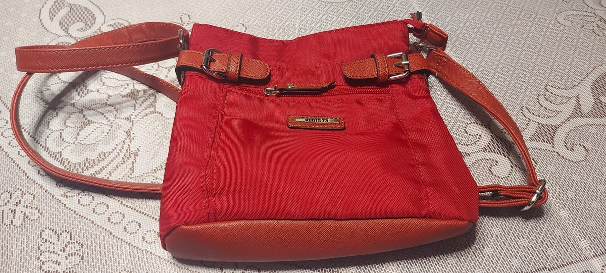Roots 73 Nylon Crossbody bag Ruby Ink Marks On Purse (See