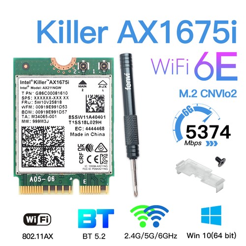 Intel Killer AX211NGW WiFi 6E WiFi Card AX1675i M.2 Wireless Network BT