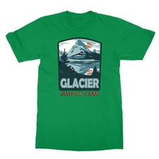 Retro Glacier National Park Mountains Badge Men's T-Shirt