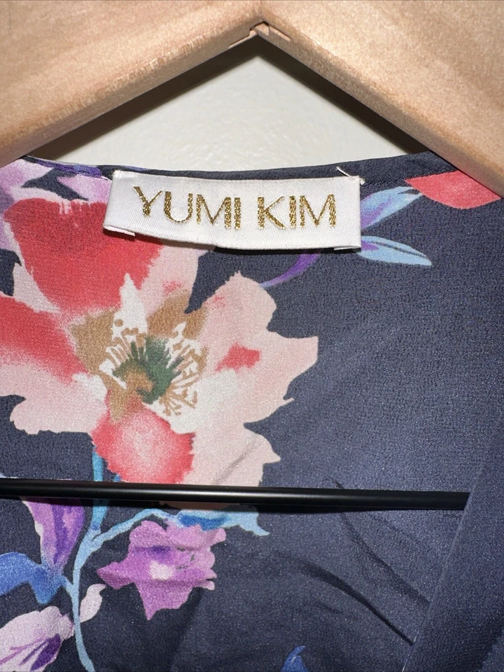 Yumi Kim Love Struck Silk Floral Cold Shoulder Rosewood L/S Wrap Blouse Size XS - Image 4 of 4