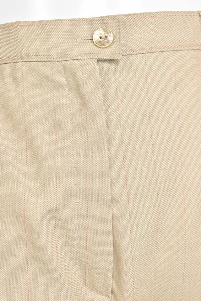 Pantalones Escada Beige/Melocotón Rayas Mezcla Lana/Seda Clásicos Plisados Frontales Talla 44/14 Foto 4 de 4