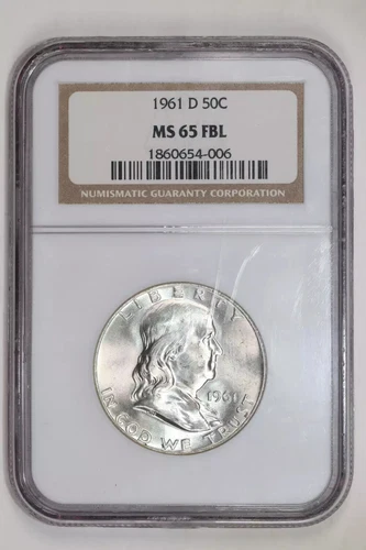 1961-D FRANKLIN HALF DOLLAR NGC MS65 FBL