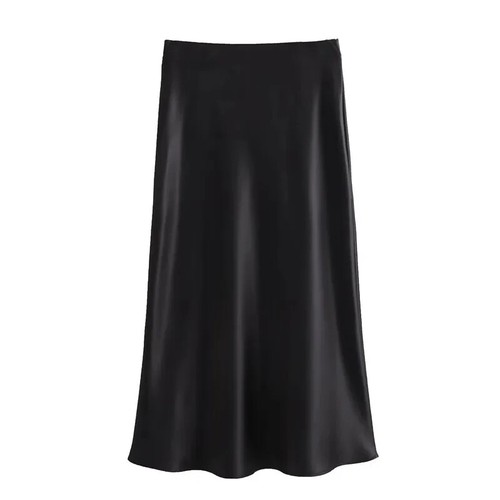High Waist Elegant Satin Skirts Women Elegant Long Skirt Casual Office A-line - Picture 25 of 28