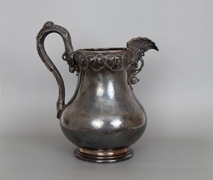 American Antique 1852 Jones Ball & Poor Coin Silver Boston Pitcher