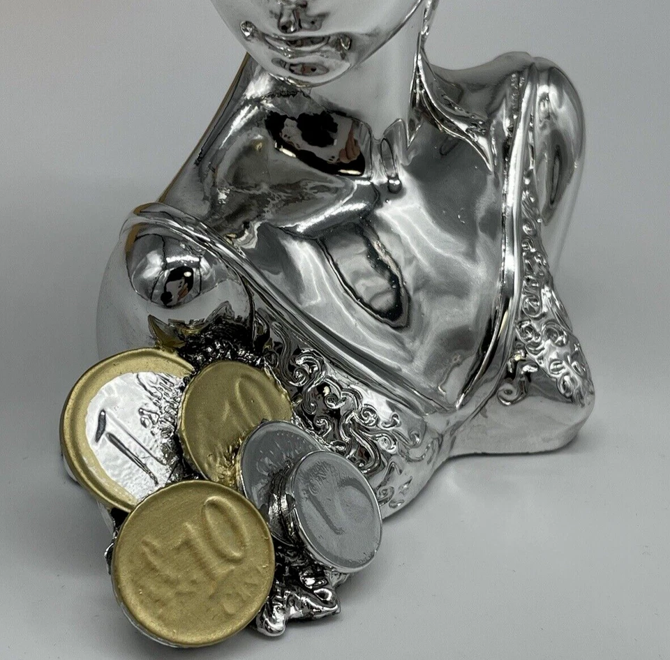 Dea bendata della fortuna statuina argento monete soprammobile bomboniera arredo - Immagine 2 di 4