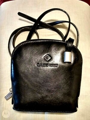 CLAUDIO FERRICI Black LEATHER Women Shoulder Bag Cross