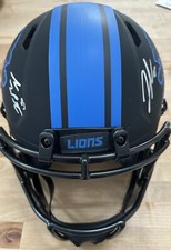 Sam LaPorta Jahmyr Gibbs Signed Black Eclipse Speed Lions Helmet w/Rookie Stats