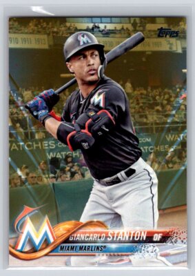 Giancarlo Stanton 2018 Topps #100 Gold #/2018 Miami Marlins Parallel Card
