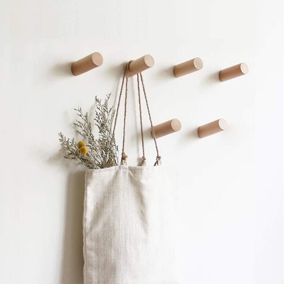 HomeDo Wall Hooks Perchero de madera, para Montaje en Pared, para Entrada,
