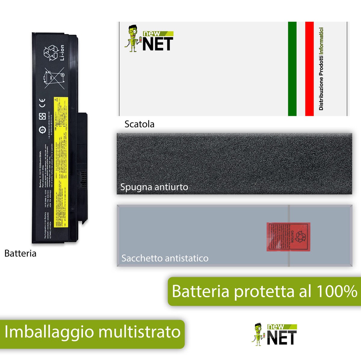 Batteria 5200mAh per Lenovo ThinkPad T410 T410i T420 T420i T510 T510i T520 T520i