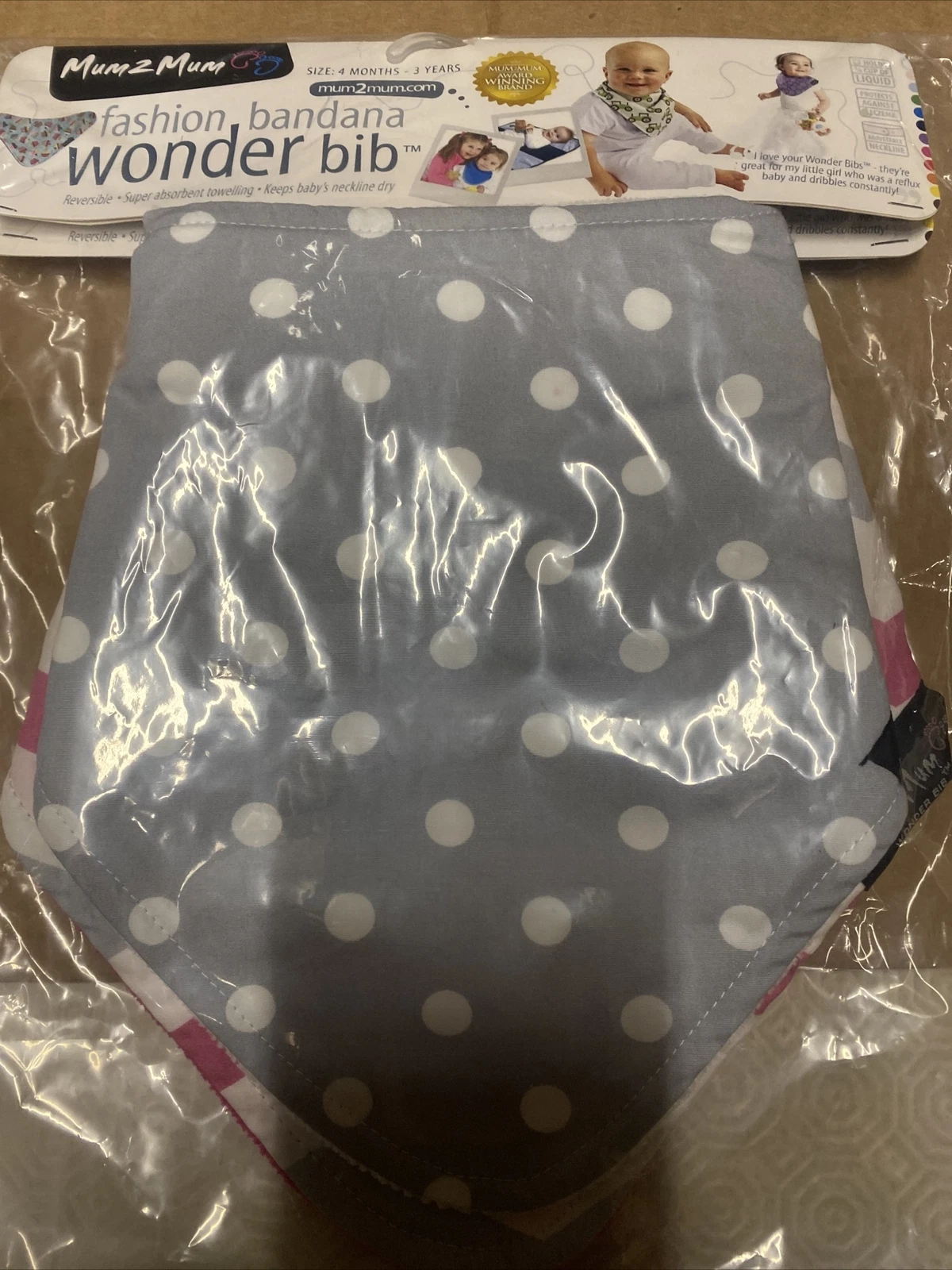 mum 2 mum wonder bib fashion bandana 4 months to 3 years lot of two