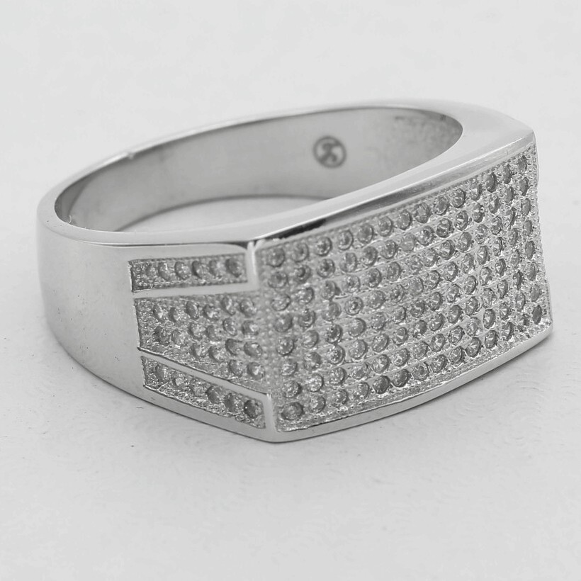 Men's Sterling Silver 925 Brilliant CZ Square Wedding Rings