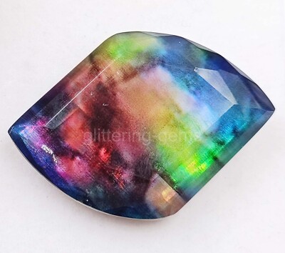 Natural Ammolite Opal Bi-Color 58.25Ct Fancy Shape Certified Loose Gemstone 5MSQ
