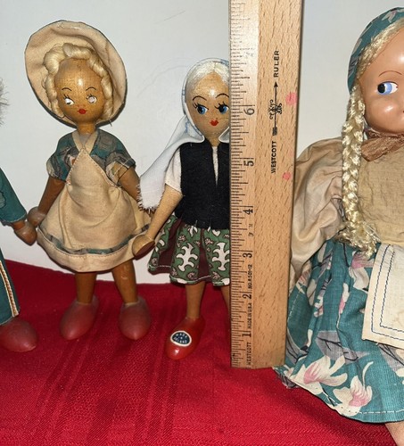 VTG 1950’S LOT 4 POLAND DOLLS 1 14” BRAIDS & 3 SMALLER WOOD ESTATE SALE FIND - Picture 12 of 21