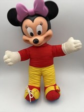 Disney Vintage Minnie Mouse Plastic Head Stuffed Animal Mattel Doll Plush