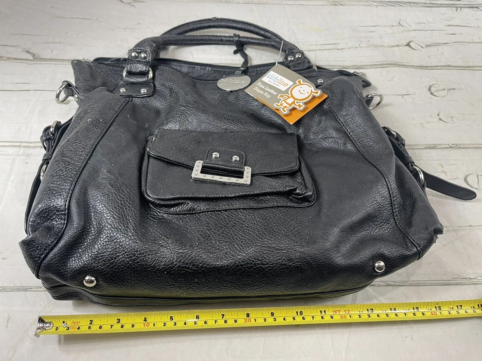 KIDSLINE 大号黑色人造皮革带肩带 | 婴儿包 | 尿布袋全新带标签 — 第 3/4 张图片