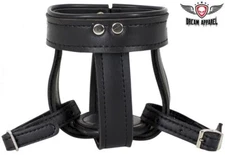 Dream Apparel Black Adjustable Buckle Leather Straps Motorcycle Cup Holder 