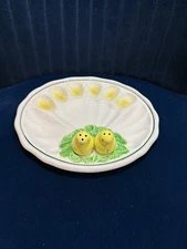 Vintage 1950’s Deviled Egg Platter Baby Chicks Salt Pepper Japan Easter