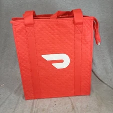 Doordash Bag Red White Logo Insulated Food Delivery Zip Closure 