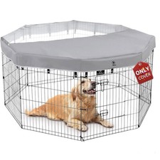 Dog Playpen Mesh Top Cover Fits 24inch 8Panel Metal Exercise Pet Pen Grey