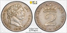 GREAT BRITAIN 2 Pence 2d 1818 MAUNDY, PCGS AU Details (Cleaned), KGIII. R7