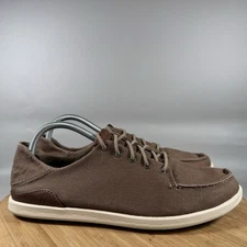 OluKai Shoes Mens Size 9 Brown Manoa Leather Convertible Lace Up Casual Comfort
