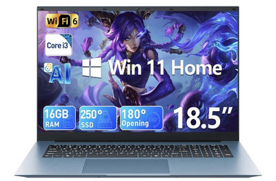 18.5 Inch Full HD IPS Laptop 16GB RAM 256GB SSD Core i3 | AI Productivity | WiFi