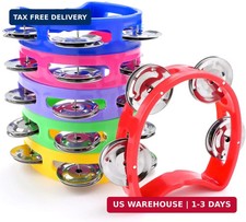 6 Pack Colorful Tambourine for Kids Adult Plastic Handheld Tambourine Musical In