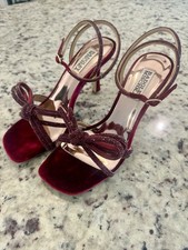 Badgley Mischka Women's Heel Crystal Encrusted Rhinestone burgundy Red Wine Sz 6