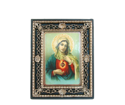Paar gerahmte Ikonen Heilige offene Herzen Unbefleckte Maria Jesus Christus unser Herr