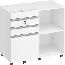 3-Drawer Mobile File Cabinet, Filing Cabinet with Lock, Under Desk Storage with