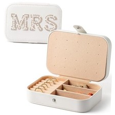 MRS Travel Jewelry Case for Bride Jewelry Box Small Jewelry Organizer MRS Gold
