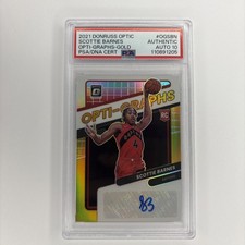 2021 Optic SCOTTIE BARNES - Opti-graph Gold /10 PSA Authentic Auto 10