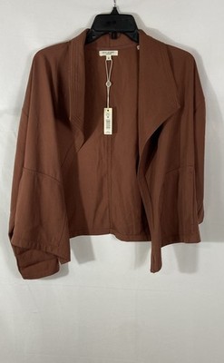 Max Studio London Women's Chestnut Open Front Roll Tab Sleeve Blazer NWT Sz M